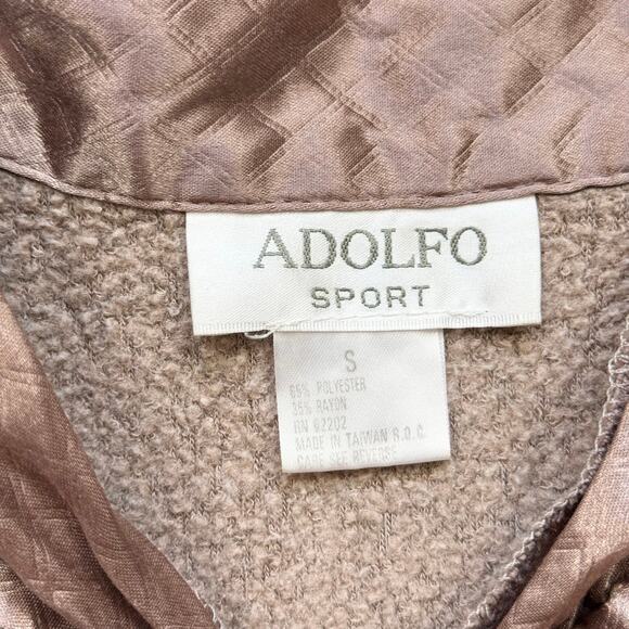 Vintage 90s Adolfo Sport Satin Fleece Quarter Zip Pullover, Size Small - Picture 4 of 6